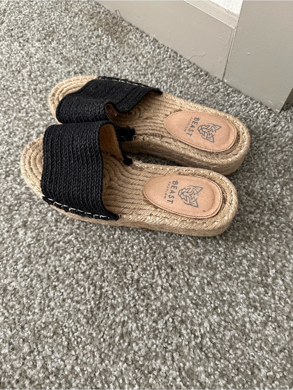 Black Slide Espadrille Sandals